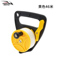 스쿠버 마커 스킨스쿠버릴 다이빙 로프 견인 조류걸이 로그북 릴 핸들 수중 액세서리 다이버, 옐로우 46미터