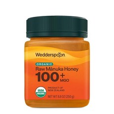 Wedderspoon Raw Manuka Honey 850+ MGO 249.5g(8.8온스) 살균되지 않은 뉴질랜드 꿀 GMO 프리 BPA 프리 병 슈퍼푸드 및 천연, 유기농 100+ MGO, 1, 250g