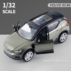 1 32 합금 볼보 호환 XC40 SUV 오프로드 다이캐스트 모델 자동차 사운드 라이트 풀백 용 차량, Green, 하나, 1개