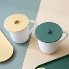 카밀리아 실리콘 머그리드 컵뚜껑 커버 덮개, 옐로우, 4개