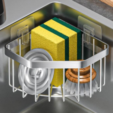 라워스 물빠짐 스텐 수세미 거치대, 1개, 실버