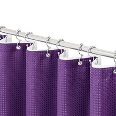 Gibelle 긴 샤워 커튼 182.9 x 198.1cm(72 78인치) 톨 와플 위브 텍스처 패브릭 커튼 욕실용 발수_167172, Z.Purple & Liner