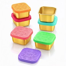 엘리펀트 골드 네모 소스통 실리콘 뚜껑 스테인리스 소스용기 60ml / 180ml, 6개