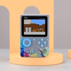 게임기 TECTINTER 미니 휴대용 비디오 게임 콘솔 레트로 TV 플레이어 내장 500 LCD 화면 AV 출력 지지대 2 플레이, [03] Gray, 1) Gray