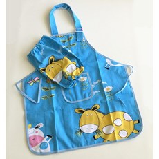 卡通圖案兒童圍裙帶袖套 - 兒童罩衣/書法畫畫衣/兒童廚房工作服