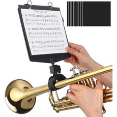 트럼펫 마칭 리어 2 in 1 조절 가능 트럼펫 스네어 드럼 마칭 밴드 리어 10개의 양면 폴리오 페이지 마칭 밴드 액세서리가 있는 음악 플립 폴더, et & Drum Lyre, 1개