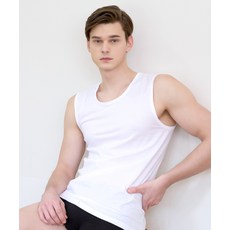 BYC B 에센셜 코튼 슬리브리스 화이트 머슬