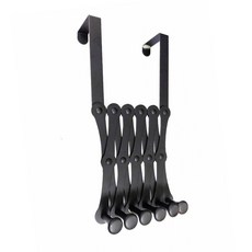 可伸縮門後掛勾 6勾 門後掛鉤 金屬掛鉤 衣帽鉤 掛衣鉤 衣服掛鉤 掛勾 門後衣掛 門後掛 掛鉤, 1個, 伸縮門後掛勾 6勾 (黑), 黑