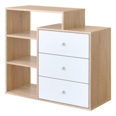 HOPMA 三右抽三格收納櫃 B-DW370, 淺橡木配白