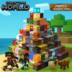 마인 월드 자석 블록 마그넷 큐브 세트 (남아/여아/어린이용) DIY 픽셀 스타일 모델 베이스 플레이트 포함, 11 Random-200pcs