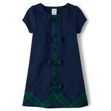 Gymboree 여아 및 유아 여아용 반소매 드레시 드레스 Tidal Green 격자무늬 18-24개월, 7