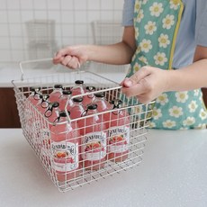 생활탐구 팬트리 선반 정리 수납 다용도 스텐 와이어 바스켓 적층형 철제 바구니, 1개
