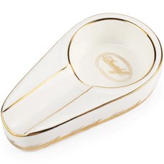 LUBINSKI 精緻陶瓷煙灰缸 時尚黑金邊緣 防滑耐用易清潔, 白色 大偉杜夫, 1個