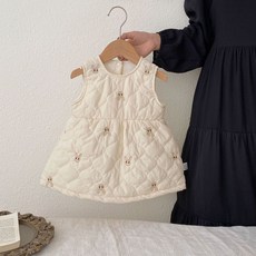 Naizi 寶寶刺繡兔子無袖加棉洋裝