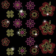 1개 유리 핫픽스 라인스톤 다리미 부착형 꽃 장식 (옷 가방 바지용) 297x210mm, 혼합색