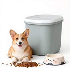 寵物飼料儲存桶 6KG容量 薄荷綠/香草灰 食品級PP材質 密封保鮮, 绿色, 1個, 6L