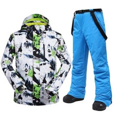 남자스키복 보드복 빅사이즈 자켓 보드자켓, 화이트그린+블루, 1개
