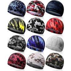 Handepo 쿨링 스컬 캡 땀 흡수 헬멧 라이너 사이클링 캡 러닝 모자 오토바이 비니 라이너 남성 여성용 12개(클래식 스타일)