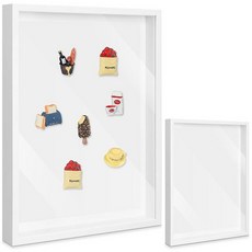 Vicenpal 대형 자석 보드 40.6cm x 30.5cm(16인치 x 12인치) 자석 디스플레이 보드 1개 탈착식 기념품 냉장고 자석 프레임 케이스 벽 먼지 방지 마그네틱, 1, 화이트