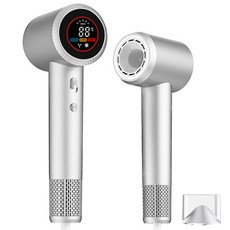 RichMagic BLDC 고속 드라이기 디지털 디스플레이 8가지 모드 냉열순환 가정용 드라이기 원터치 클리닝1300W+자기흡입노즐, 흰색