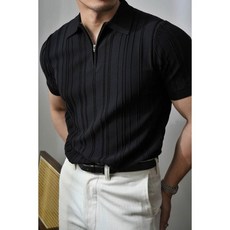 2026男士夏季POLO衫 短袖涼感高爾夫球衫 拉鍊條紋針織Polo衫 男款修身上衣 通勤穿搭T恤 運動吸濕排汗都會商務休閒衫