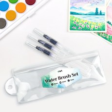 오아트 워터 브러쉬 3종 세트 캘리그라피 수채화 붓 신학기 미술 도구 KC인증, 1개, 혼합