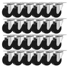 24팩 2인치 회전 캐스터 휠과 상판 및 베어링이 있는 단단한 고무 베이스, 2" no brake-24 pcs