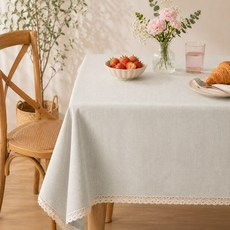 마에르 레이스 방수 식탁보 북유럽 테이블보 사각 식탁커버, 1개, 4인(140 x 140cm), 베이지