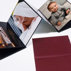 아코디언북 4x6 5x7 6x8 사진 포토앨범 북아트, 와인버건디