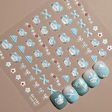 반짝반짝 5D 엠보스 가공 헬로키티 네일 아트 스티커·데칼 헬로키티 자체 접착 네일 아트 스티커 애니메이션 귀여워 네일 아트 스티커 여자 아이 어린이 여성용 매니큐어·데코레이션 D