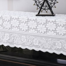 昕欣樂器 開發票 加厚鋼琴蓋布 蕾絲直立式鋼琴半套琴布 鋼琴半罩桌墊, 1個, 小雛菊加厚 寬90cm*長200cm, 蕾絲