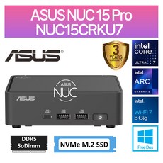 ASUS NUC 15 Pro NUC15CRKU7 M.2 (8GB M.2 2TB), 블랙, Hisol15CRKU782T, 2TB, 8GB