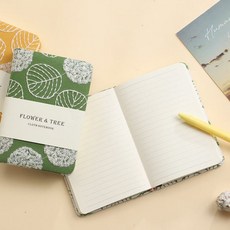 다이어리노트 패브릭 자수 커버 노트 바인더 일기장 다이어리 A6, 나무잎, 화이트