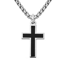 데이비드율만 이그조틱 스톤 크로스 스털링 실버 오닉스 펜던트 26mm