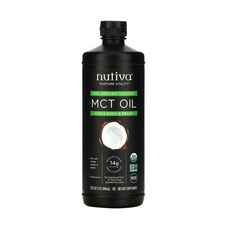 Nutiva 100% Organic Coconut MCT Oil Unflavored 누티바 100% 코코넛 MCT 오일 무맛 946ml 카프릴산 함유, 1개