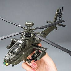 헬리콥터 헬기 헬리곱터 피규어 다이캐스트 아파치 밀리터리 사운드 불빛 받침대 포함, 1개, 밀리터리색상
