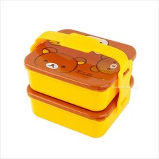 리락쿠마 큐티 2단 도시락(해피)-브라운 아동식기 스텐도시락 2단도시락 아동도시락, 없음