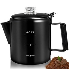 DITOSH 12컵 퍼컬레이터 304 스테인리스 스틸 커피 포트 메이커 머신 단단한 나무 손잡이 투명 스토브탑 그레카 모카 인덕션 가정 및 캠핑용 2200ml 2.1L72온스, 6 Cup