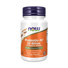 NOW Foods Probiotic-10 250億益生菌素食膠囊, 30顆, 1罐