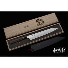 和欣行 關兼次100週年限定款 瑞雲劍型筋引240mm 粉末鋼大馬士革紋附刀鞘 筋引刀, 1個