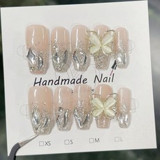 Manlan Nail 穿戴甲 幻境蝶舞系列, 1個, HNP110-長T-幻境蝶舞(實品拍攝),M碼