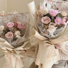 Floraflower 情人節系列乾燥永生花束-奶杏粉〖情人節禮物〗浪漫精美永生花生日紀念日畢業母親節