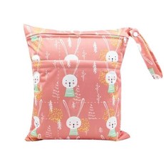 可愛兔子圖案雙層防水尿布收納袋 嬰兒外出必備大容量尿布包 輕巧方便媽媽包, 無