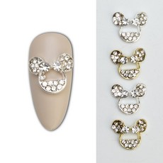 크리스탈 미키 메탈프레임 귀여운 네일파츠, 1개, 메탈프레임 미키실버