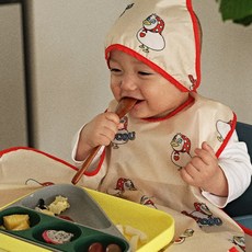 오우아스튜디오 자기주도 이유식 턱받이 식탁일체형 2way 지퍼형, 1개, 1개입, 멀티 나시형 코니 베이지