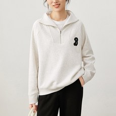 지디오 여성 반집업 맨투맨 간절기 긴팔 티셔츠 박시 루즈핏 소프트 하프집업 스웨트 레터링 봄 가을 무지 긴팔티