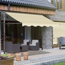 파고라 어닝 테라스 카페 발코니 천막 고정형 수동어닝 처마 차양, 200x120cm, 아이보리 차양천+그레이