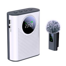 RTAKO 無線領夾麥克風擴音器 數顯螢幕, 白色, 1個, S67