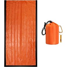 비상 침낭 - 생존을 위한 84x36 방수 보온 커버 호루라기 가볍고 컴팩트한 캠핑 하이킹 야외용, 1 Pcs, Orange