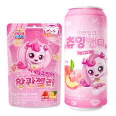 프린세스 캐치티니핑 하츄핑의 츄잉캔디 복숭아맛+ 하츄핑의 왕관젤리, 1세트, 122g, 핑크+왕관젤리